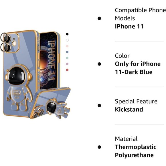 for iPhone 11 Case Astronaut Cute Girls Women Girly Unique Blue Phone Cases - Picture 7 of 7